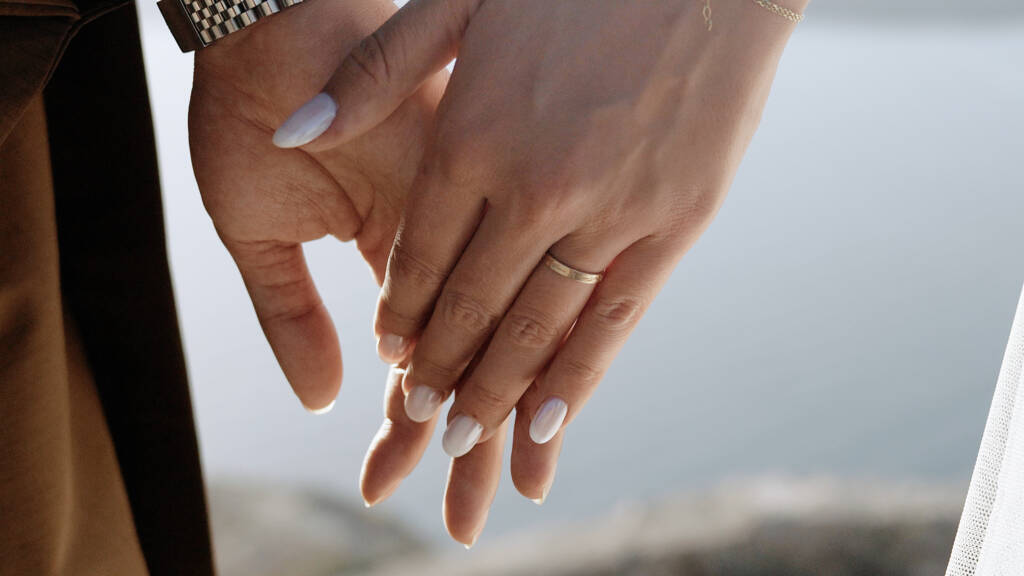 Frame from Kirilly and Rikumi’s wedding film at El Viento Santorini